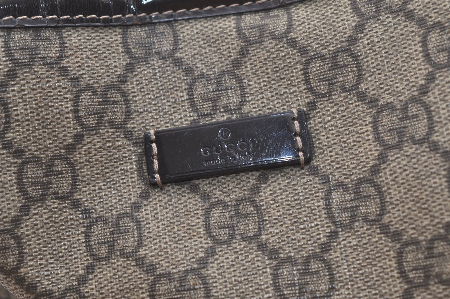 Authentic GUCCI Vintage Shoulder Tote Bag GG PVC Enamel 197953 Brown 2916K