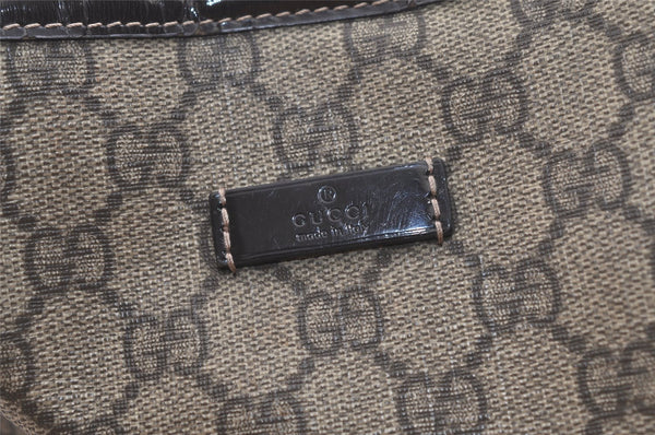 Authentic GUCCI Vintage Shoulder Tote Bag GG PVC Enamel 197953 Brown 2916K