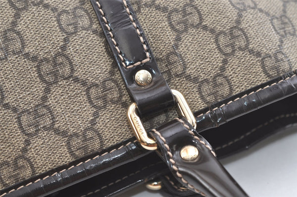 Authentic GUCCI Vintage Shoulder Tote Bag GG PVC Enamel 197953 Brown 2916K