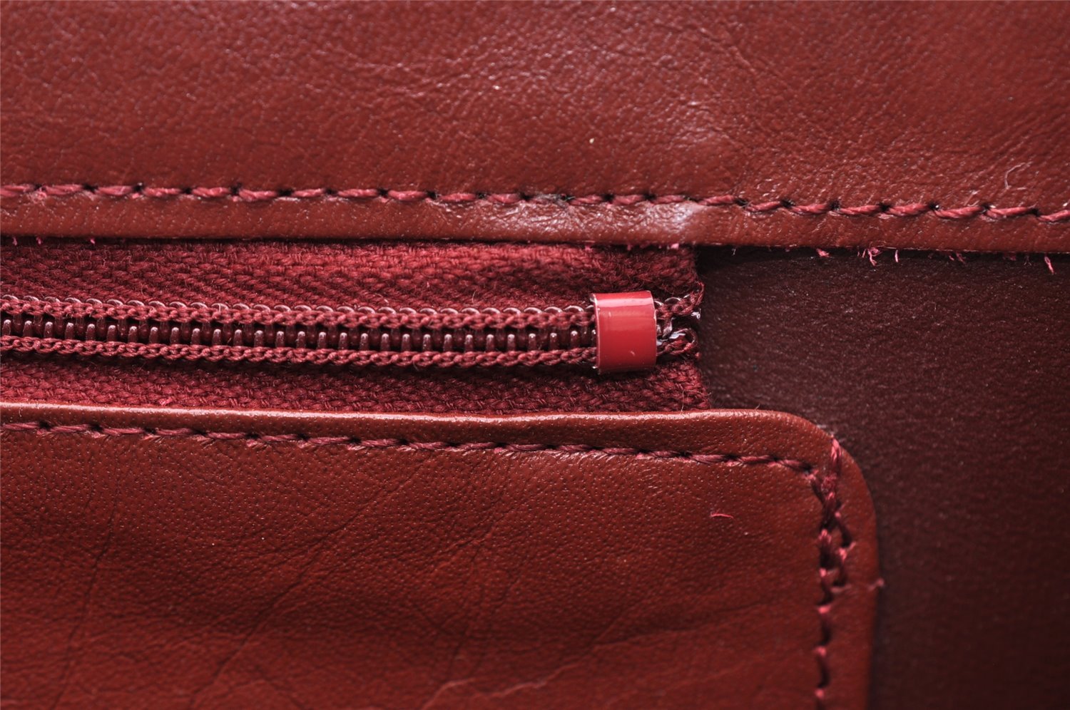 Authentic Cartier Must de Cartier Clutch Hand Bag Leather Bordeaux Red 2917I