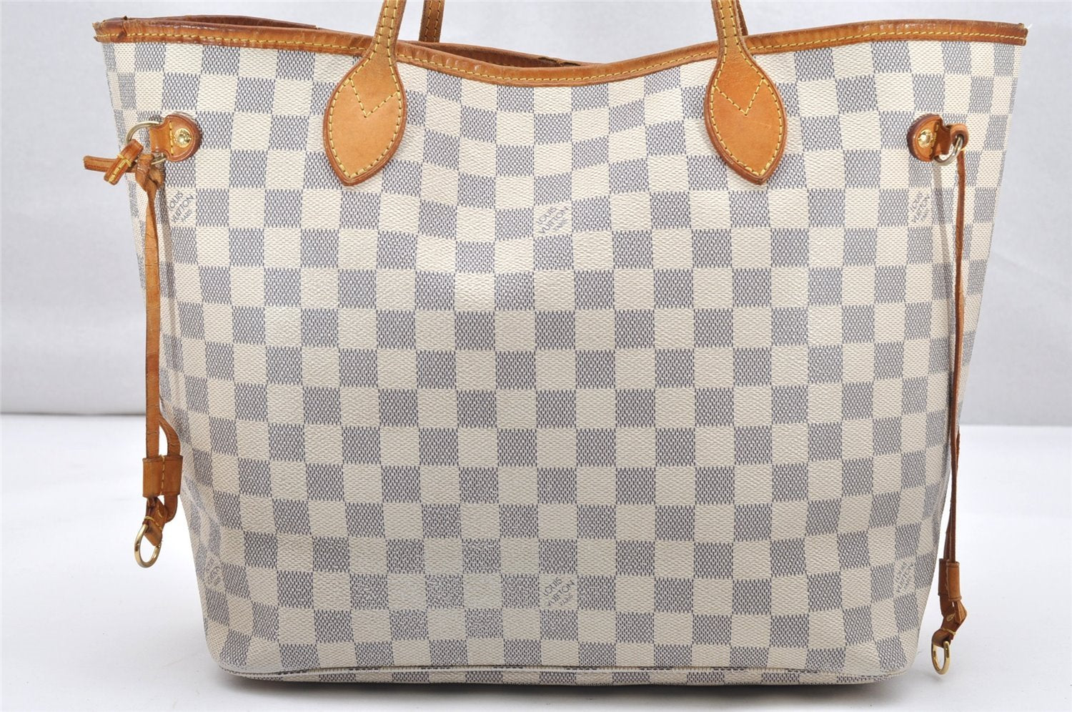 Authentic Louis Vuitton Damier Azur Neverfull MM Tote Bag N51107 LV 2917K