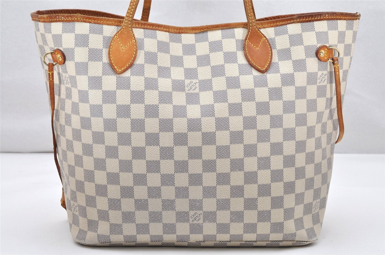 Authentic Louis Vuitton Damier Azur Neverfull MM Tote Bag N51107 LV 2917K