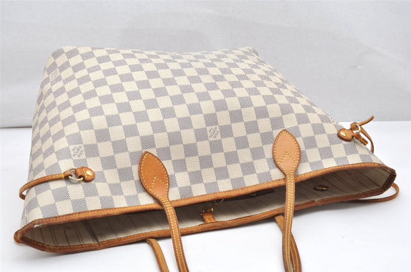 Authentic Louis Vuitton Damier Azur Neverfull MM Tote Bag N51107 LV 2917K