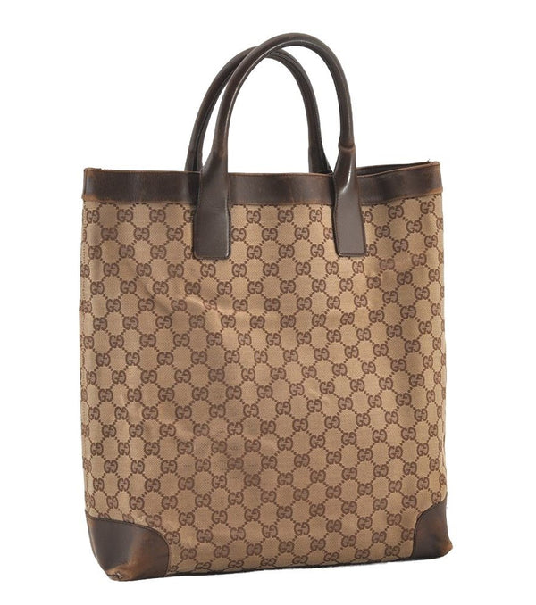 Authentic GUCCI Vintage Shoulder Tote Bag GG Canvas Leather 0021121 Brown 2918J