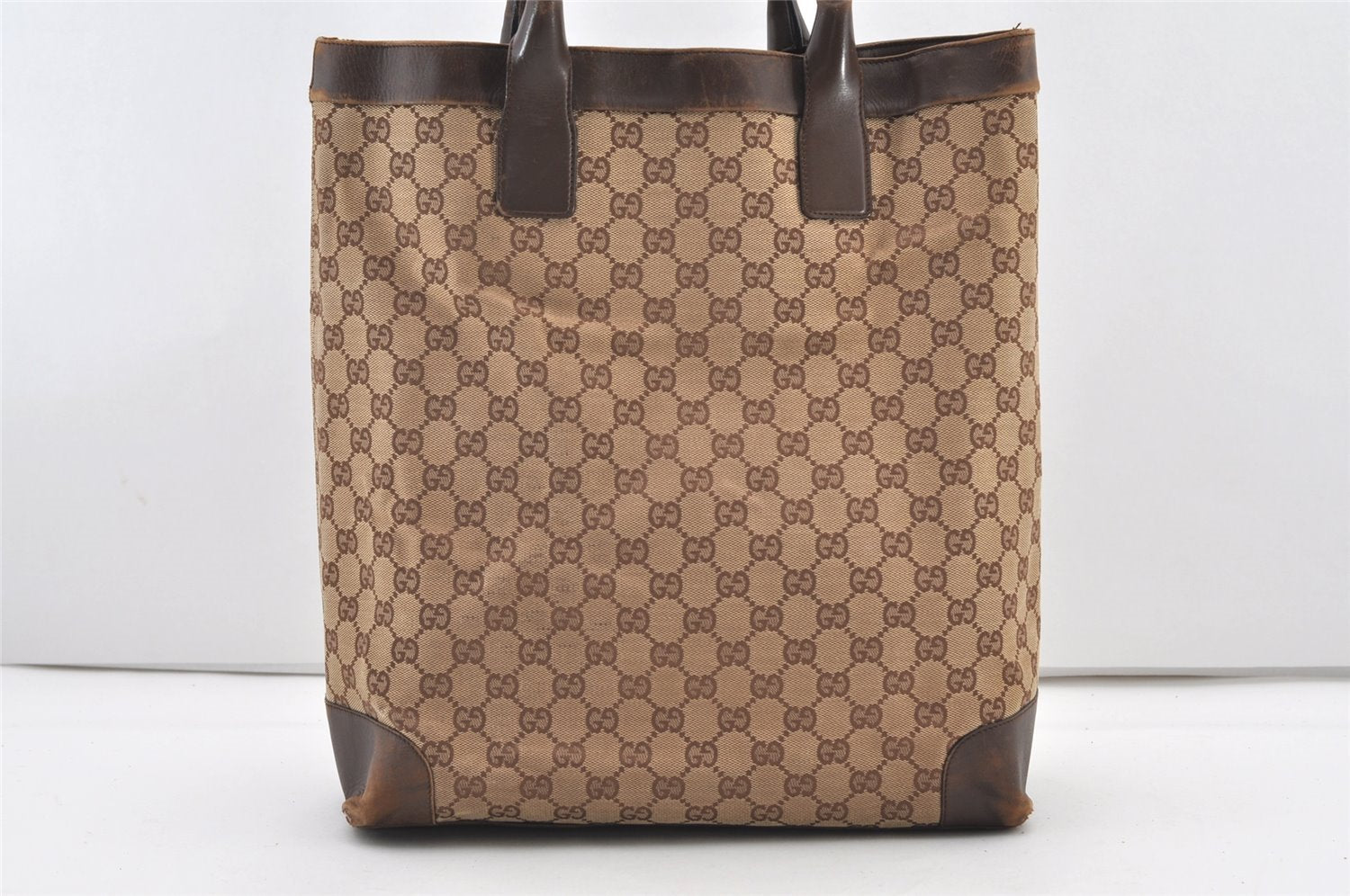 Authentic GUCCI Vintage Shoulder Tote Bag GG Canvas Leather 0021121 Brown 2918J
