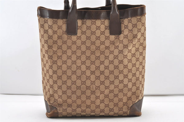 Authentic GUCCI Vintage Shoulder Tote Bag GG Canvas Leather 0021121 Brown 2918J