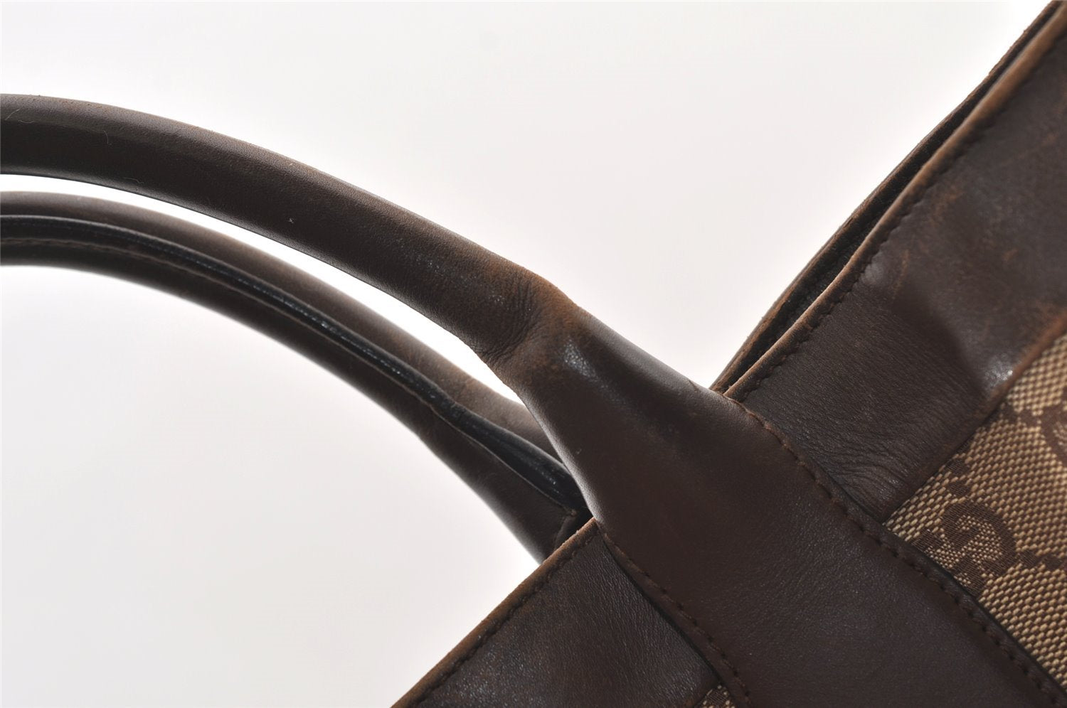 Authentic GUCCI Vintage Shoulder Tote Bag GG Canvas Leather 0021121 Brown 2918J