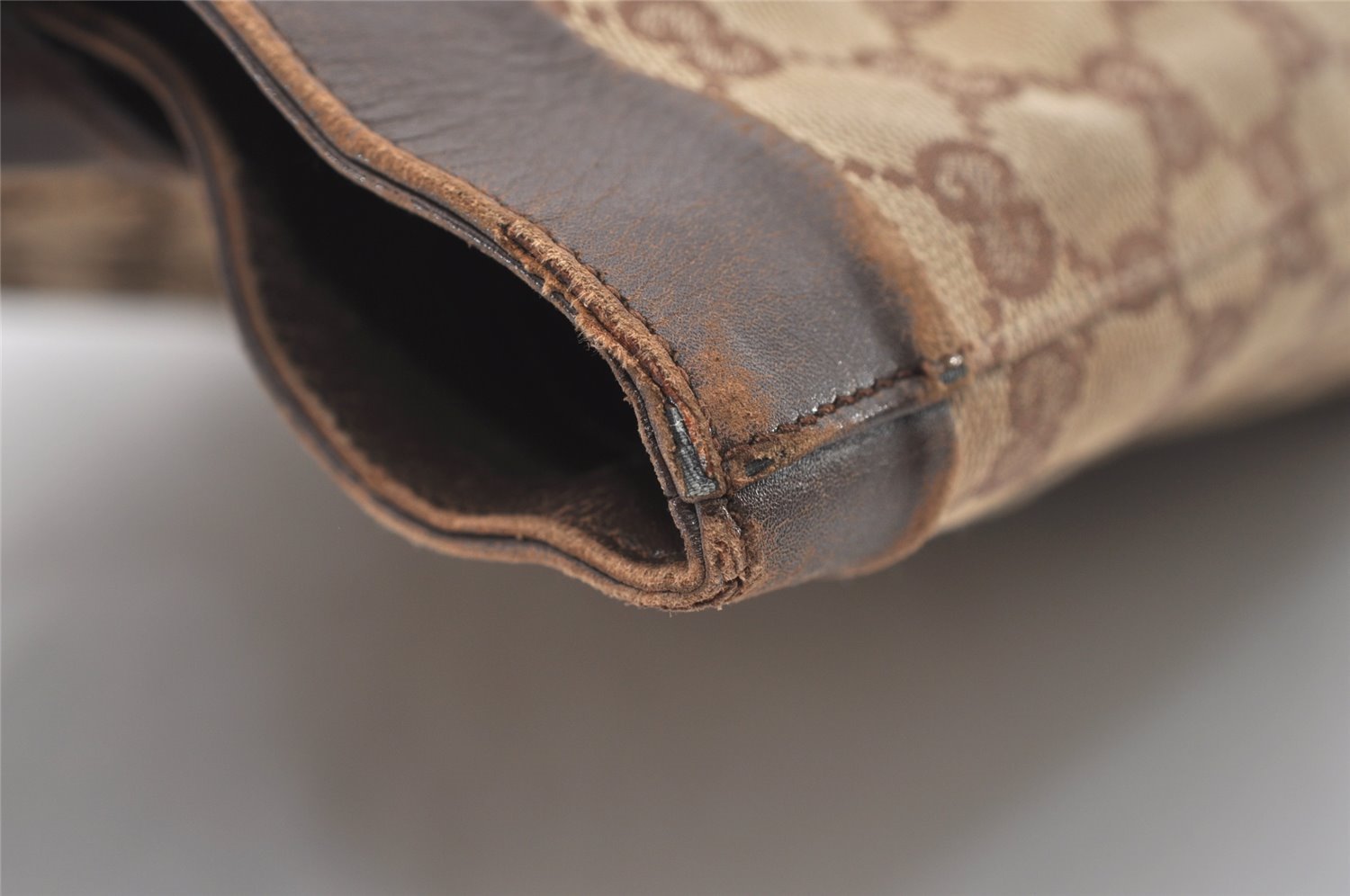Authentic GUCCI Vintage Shoulder Tote Bag GG Canvas Leather 0021121 Brown 2918J
