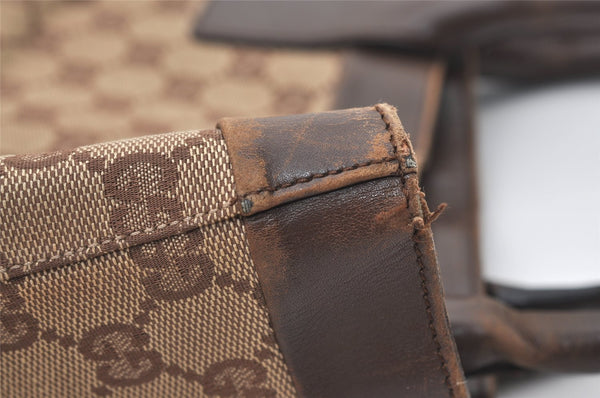 Authentic GUCCI Vintage Shoulder Tote Bag GG Canvas Leather 0021121 Brown 2918J