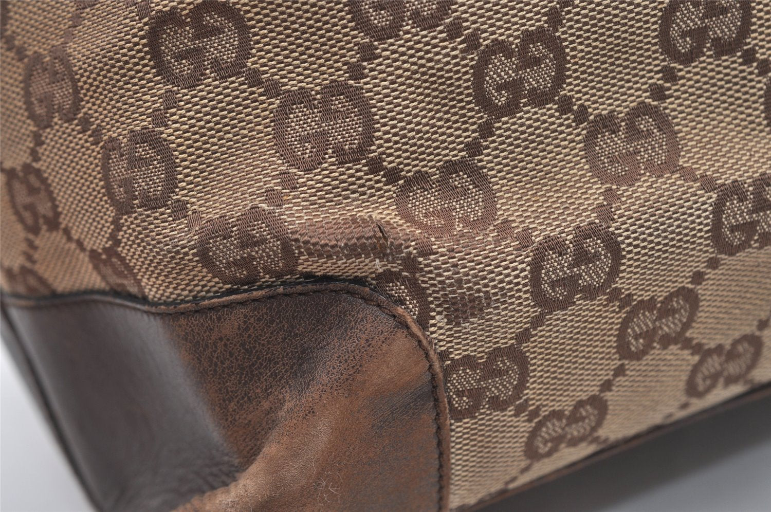 Authentic GUCCI Vintage Shoulder Tote Bag GG Canvas Leather 0021121 Brown 2918J