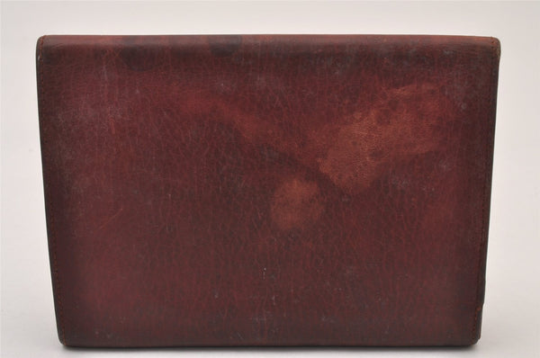 Authentic Cartier Must de Long Trifold Wallet Purse Leather Bordeaux 4Set 2919I