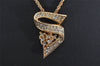 Authentic Christian Dior Gold Tone Chain Rhinestone Pendant Necklace CD 2923J