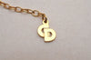 Authentic Christian Dior Gold Tone Chain Rhinestone Pendant Necklace CD 2923J