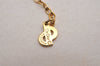 Authentic Christian Dior Gold Tone Chain Rhinestone Pendant Necklace CD 2923J