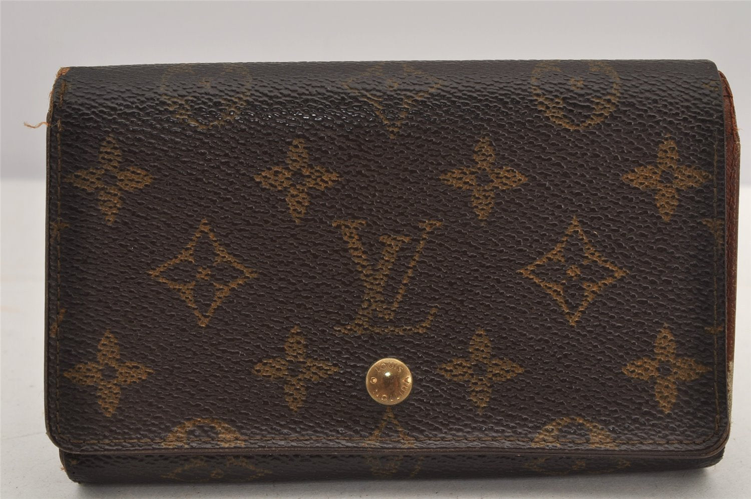 Authentic Louis Vuitton Monogram Porte Monnaie Billets Tresor Wallet Junk 2923K