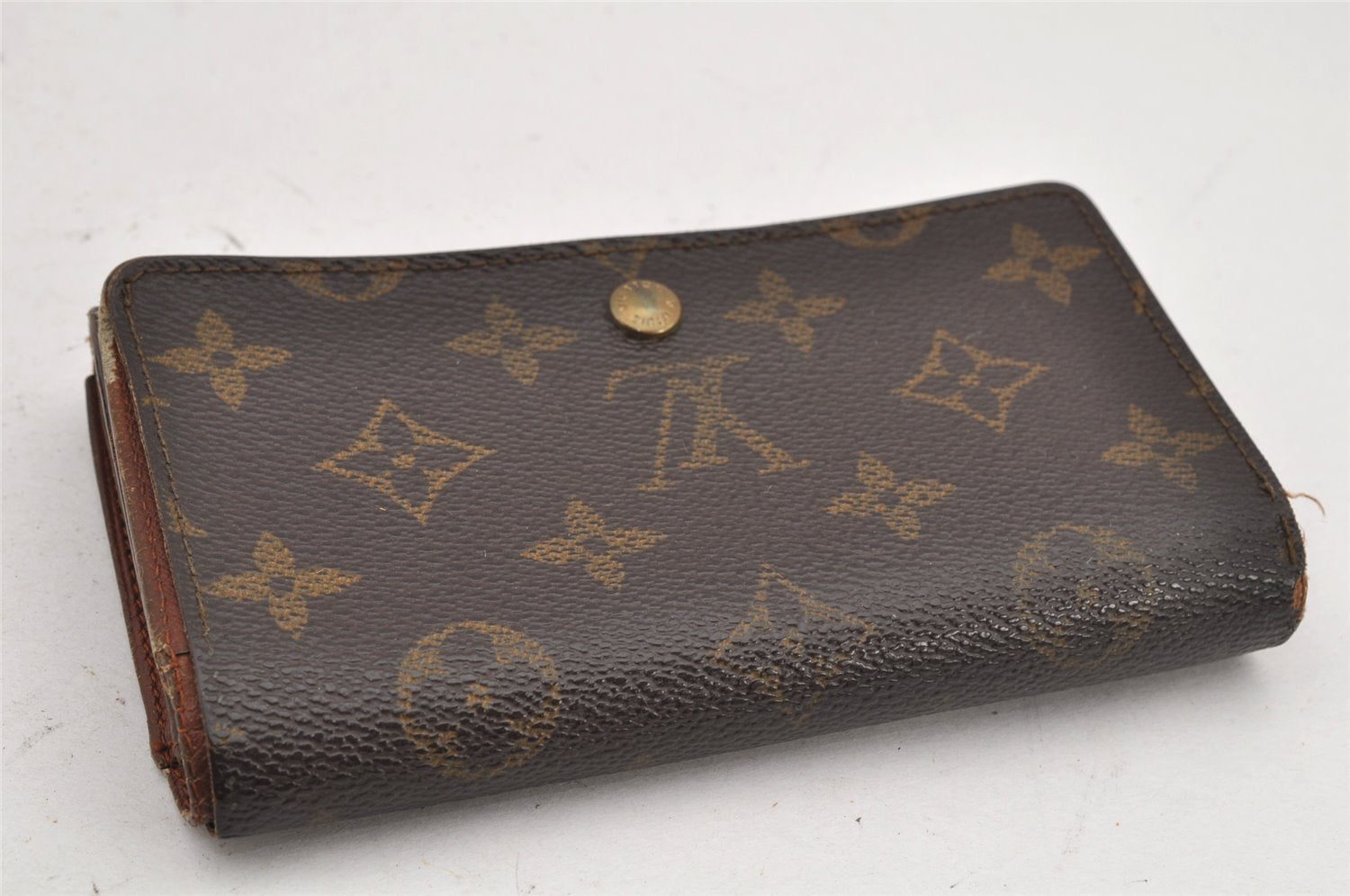 Authentic Louis Vuitton Monogram Porte Monnaie Billets Tresor Wallet Junk 2923K