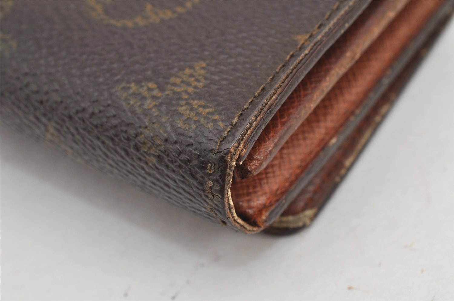 Authentic Louis Vuitton Monogram Porte Monnaie Billets Tresor Wallet Junk 2923K