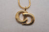 Authentic Christian Dior Gold Tone Chain Pendant Necklace CD 2924J