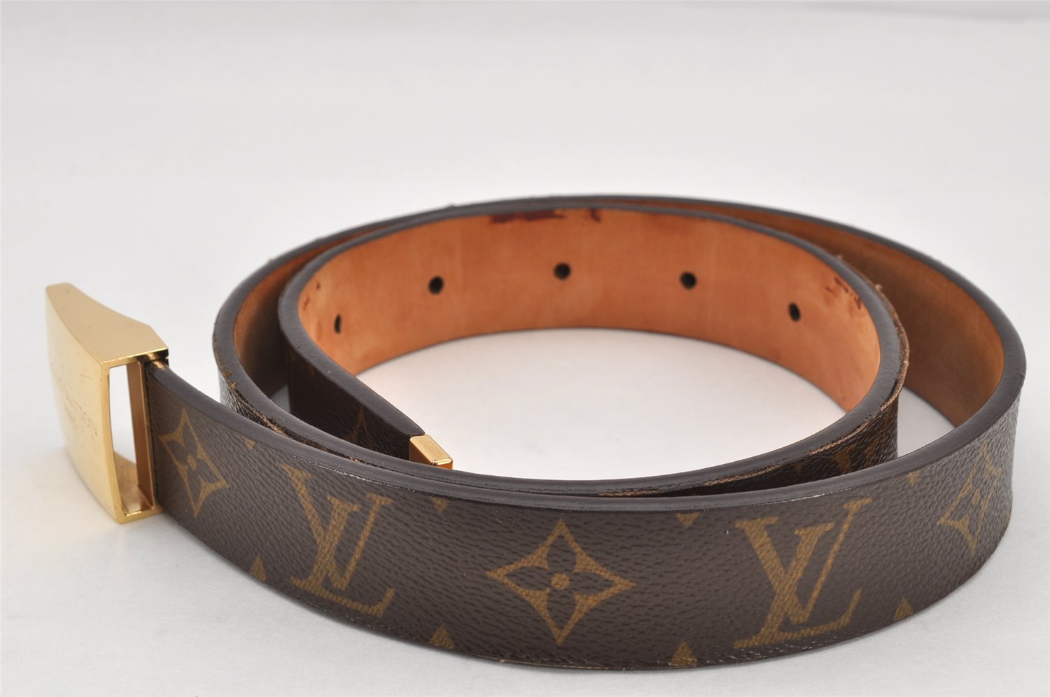 Authentic Louis Vuitton Monogram Ceinture Carre Belt 80cm 31.5