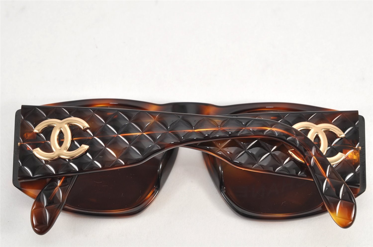 Auth CHANEL Matelasse Sunglasses Tortoise Shell 01450 Plastic Brown Junk 2925K