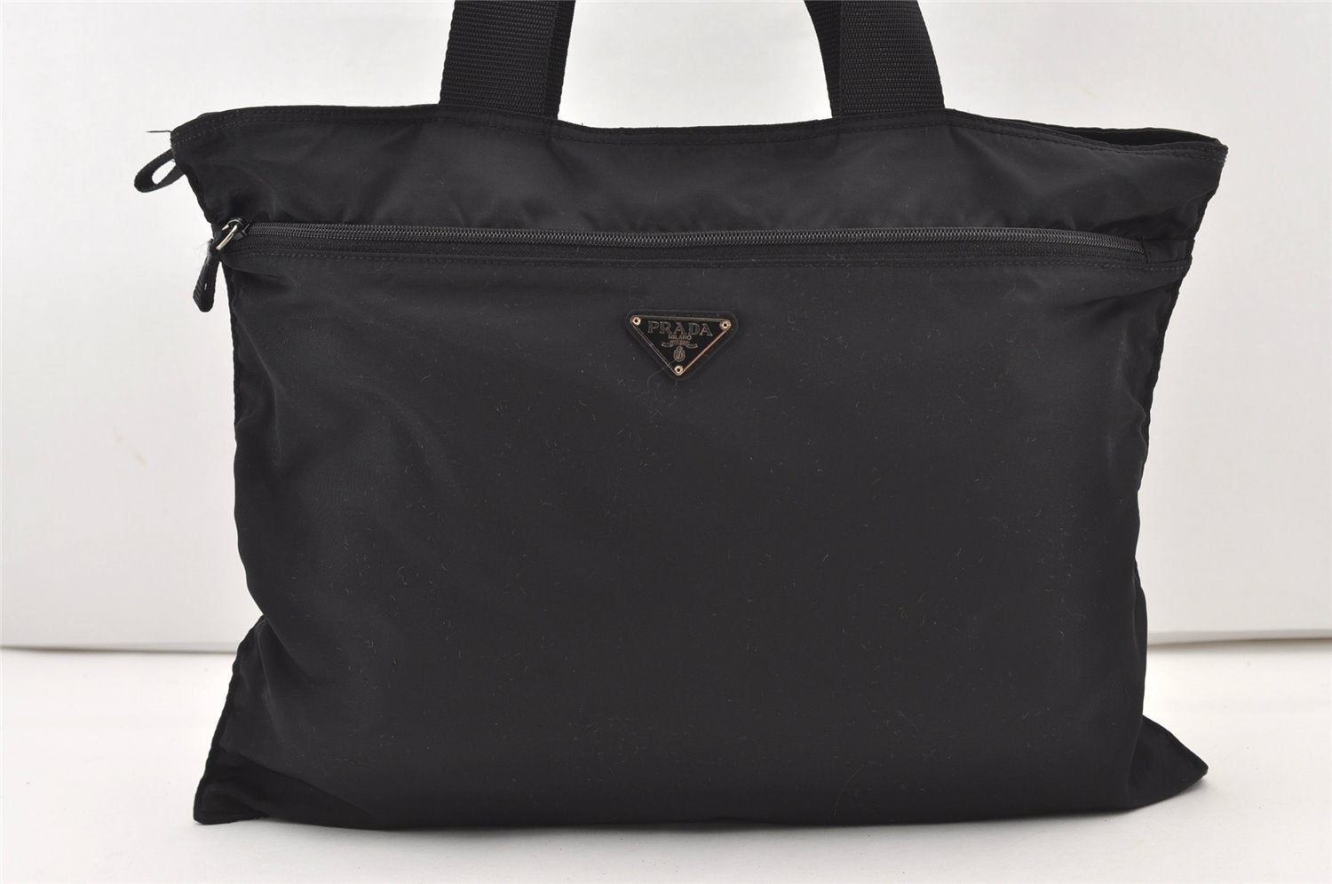 Authentic PRADA Vintage Nylon Tessuto Leather Shoulder Tote Bag Black 2926J