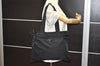Authentic PRADA Vintage Nylon Tessuto Leather Shoulder Tote Bag Black 2926J