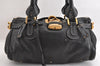 Authentic Chloe Vintage Paddington Leather Shoulder Hand Bag Black 2928M