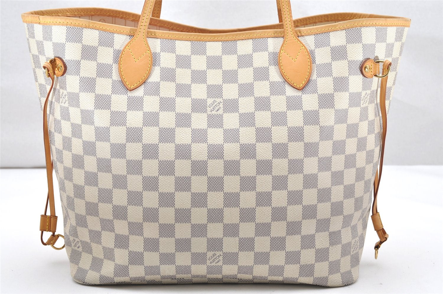 Authentic Louis Vuitton Damier Azur Neverfull MM Tote Bag N51107 LV 2929K