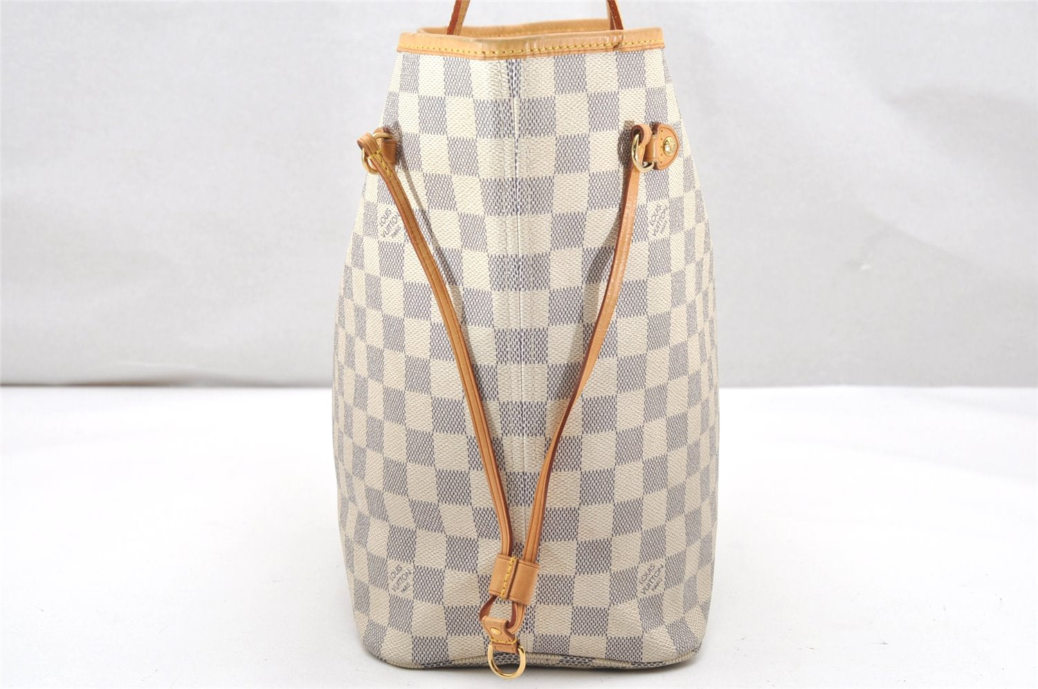 Authentic Louis Vuitton Damier Azur Neverfull MM Tote Bag N51107 LV 2929K