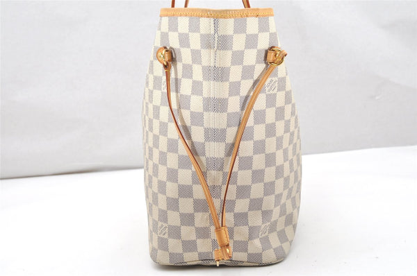 Authentic Louis Vuitton Damier Azur Neverfull MM Tote Bag N51107 LV 2929K