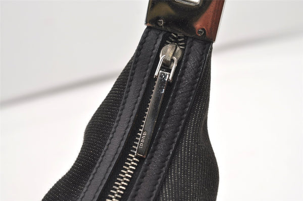 Authentic GUCCI Web Sherry Line Shoulder Bag Canvas Leather 01233 Black 2931J
