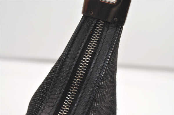 Authentic GUCCI Web Sherry Line Shoulder Bag Canvas Leather 01233 Black 2931J