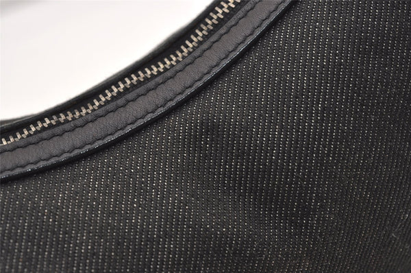Authentic GUCCI Web Sherry Line Shoulder Bag Canvas Leather 01233 Black 2931J