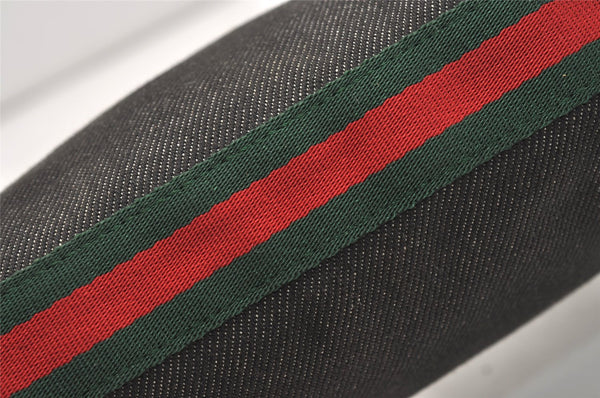 Authentic GUCCI Web Sherry Line Shoulder Bag Canvas Leather 01233 Black 2931J