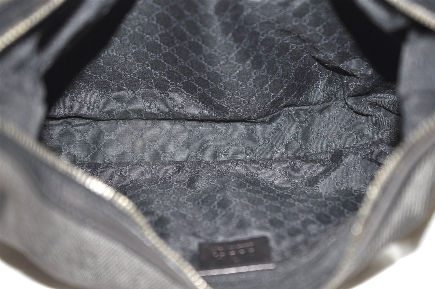 Authentic GUCCI Web Sherry Line Shoulder Bag Canvas Leather 01233 Black 2931J