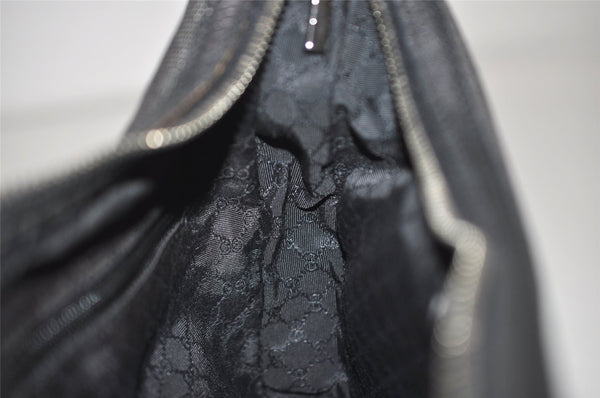 Authentic GUCCI Web Sherry Line Shoulder Bag Canvas Leather 01233 Black 2931J