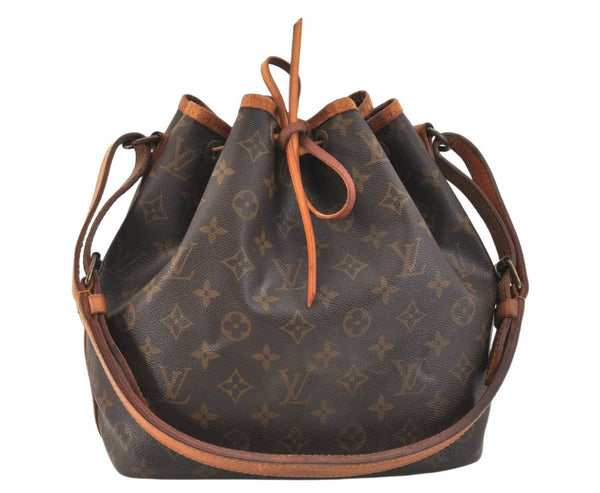 Authentic Louis Vuitton Monogram Petit Noe M42226 Shoulder Drawstring Bag 2931K