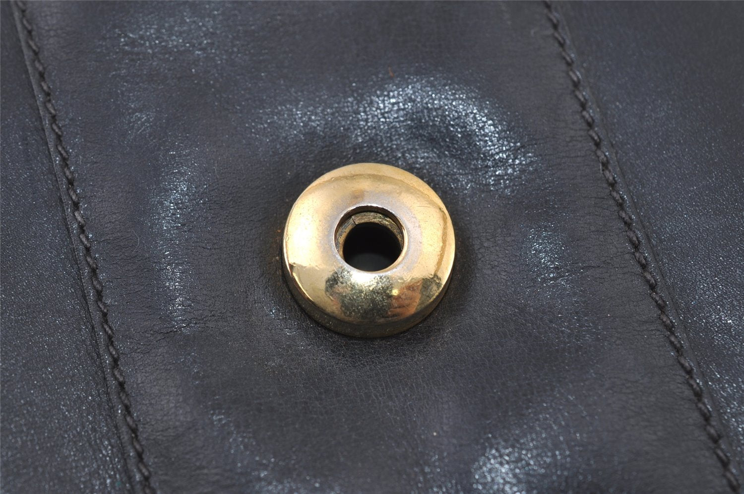Authentic GUCCI Sherry Line Vintage Shoulder Bag Purse Leather Navy Blue 2932I