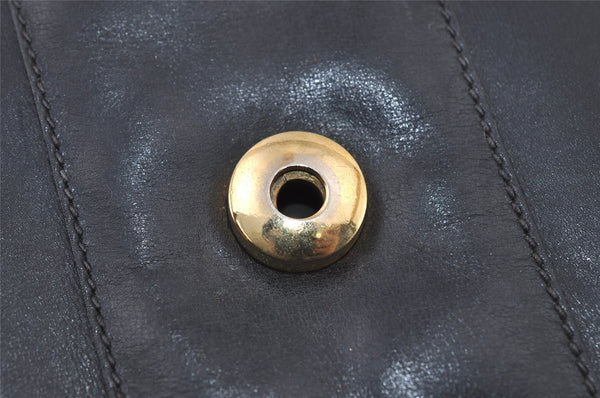 Authentic GUCCI Sherry Line Vintage Shoulder Bag Purse Leather Navy Blue 2932I