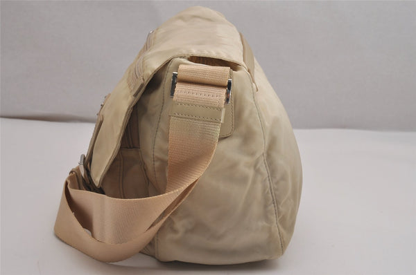 Authentic PRADA Nylon Tessuto Leather Shoulder Cross Body Bag Purse Beige 2933J