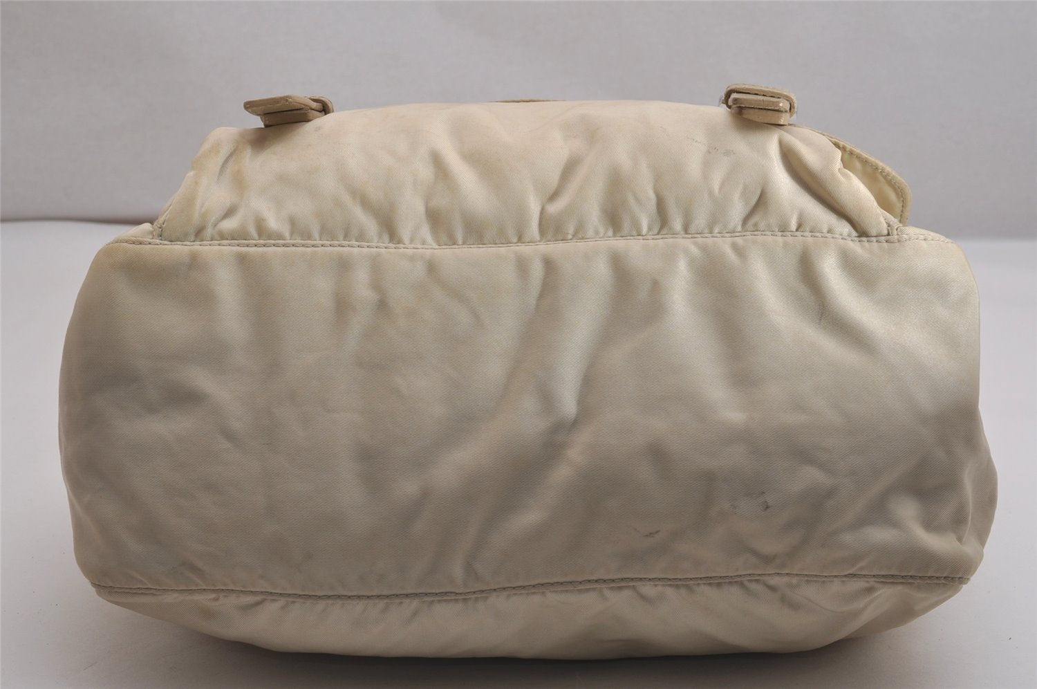 Authentic PRADA Nylon Tessuto Leather Shoulder Cross Body Bag Purse Beige 2933J