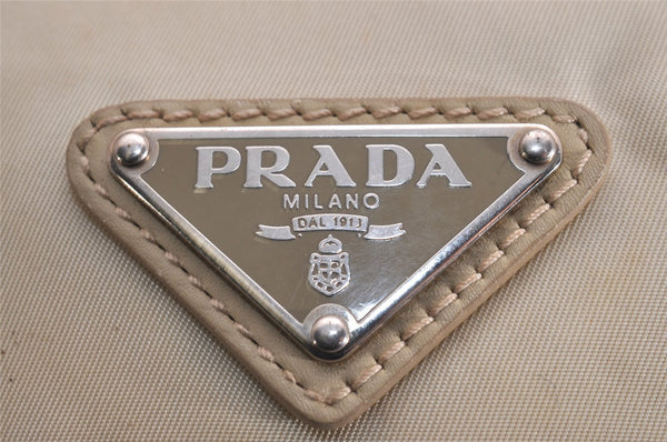 Authentic PRADA Nylon Tessuto Leather Shoulder Cross Body Bag Purse Beige 2933J