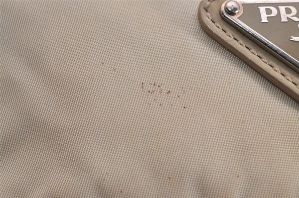 Authentic PRADA Nylon Tessuto Leather Shoulder Cross Body Bag Purse Beige 2933J