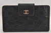 Authentic CHANEL Icon Line Calf Skin CC Bifold Long Wallet Purse Black 2934K