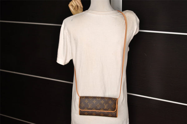 Authentic Louis Vuitton Monogram Pochette Twin PM Shoulder Bag M51854 LV 2935K