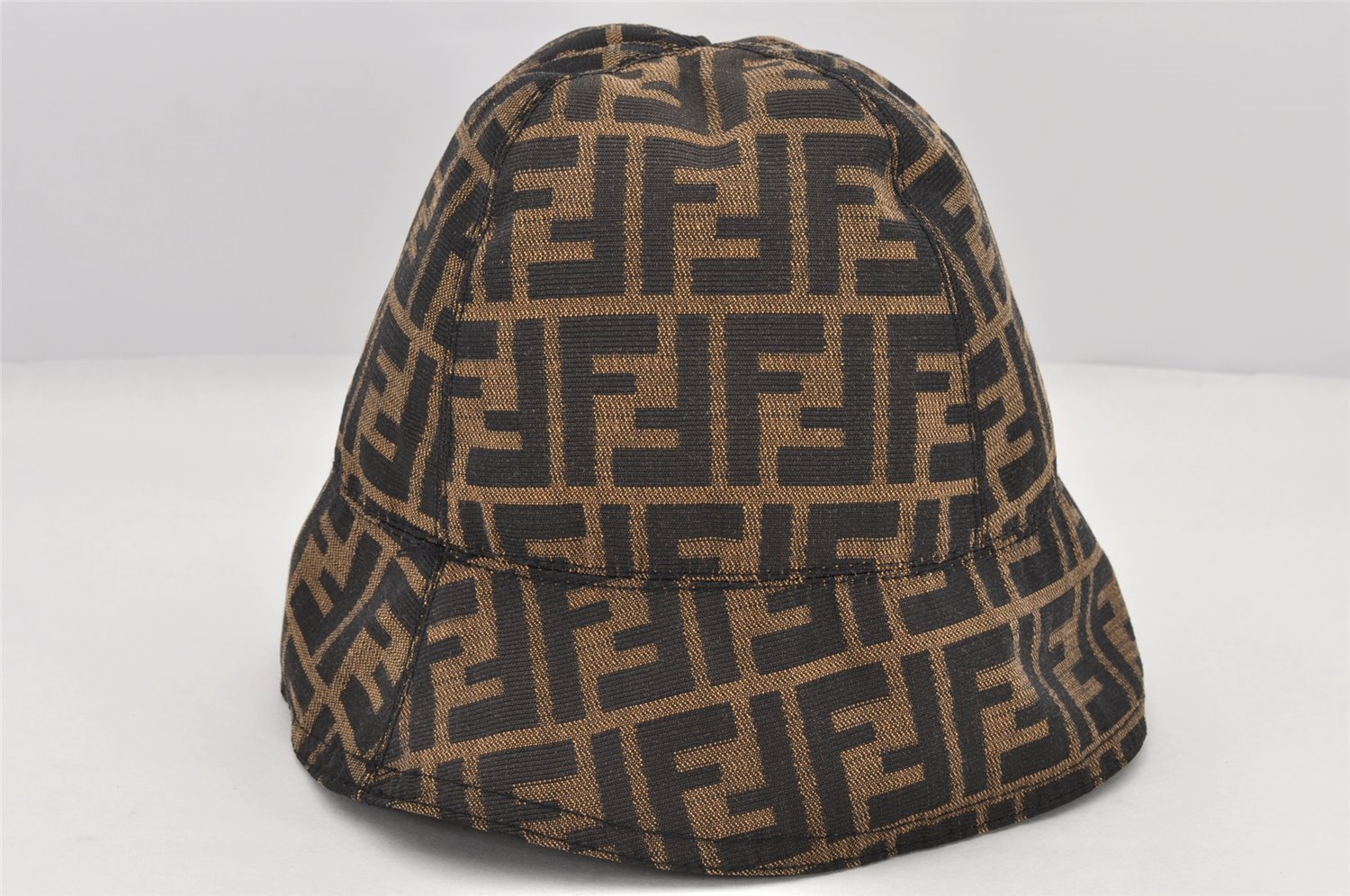 Authentic FENDI Zucca Vintage Bucket Hat Cap Nylon Brown 2937K