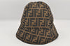 Authentic FENDI Zucca Vintage Bucket Hat Cap Nylon Brown 2937K