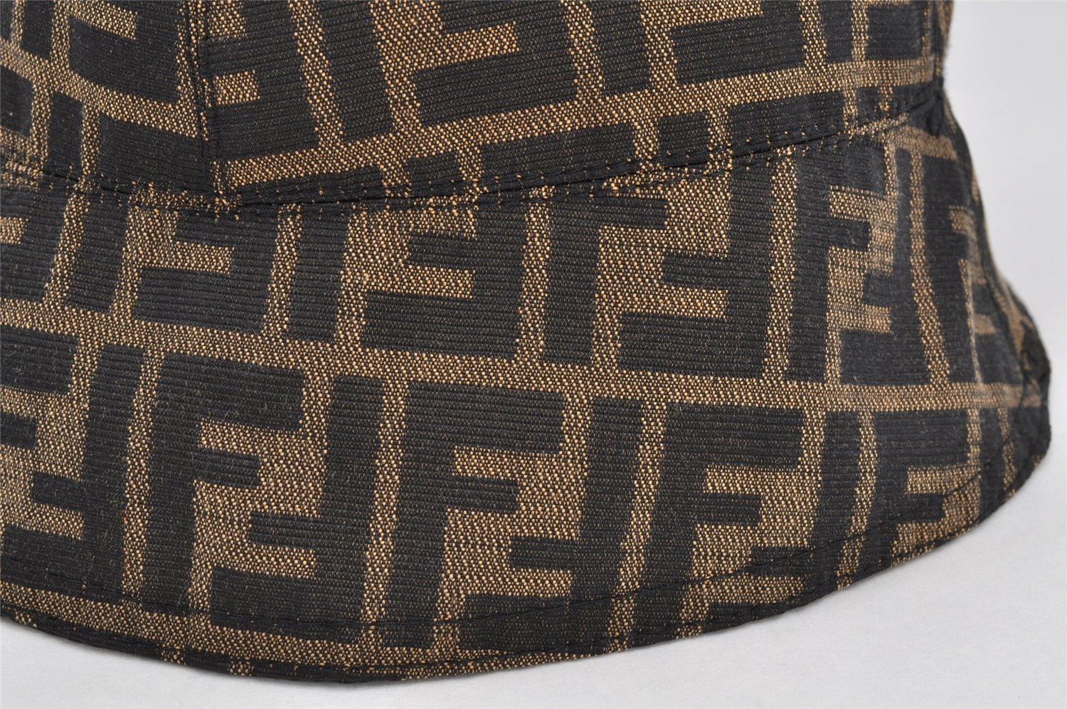 Authentic FENDI Zucca Vintage Bucket Hat Cap Nylon Brown 2937K