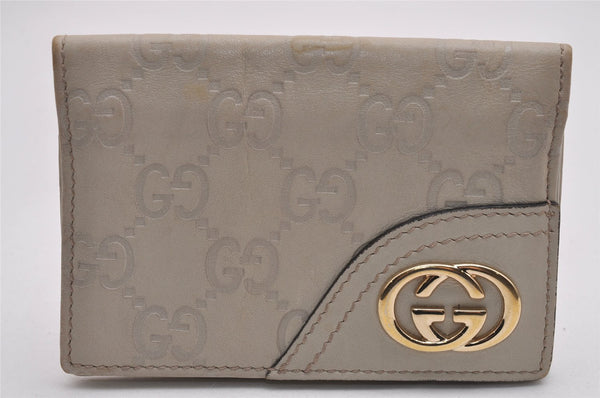 Authentic GUCCI New Britt Guccissima Card Case GG Leather 233184 White 2938J