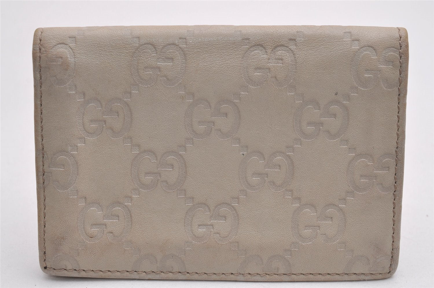 Authentic GUCCI New Britt Guccissima Card Case GG Leather 233184 White 2938J